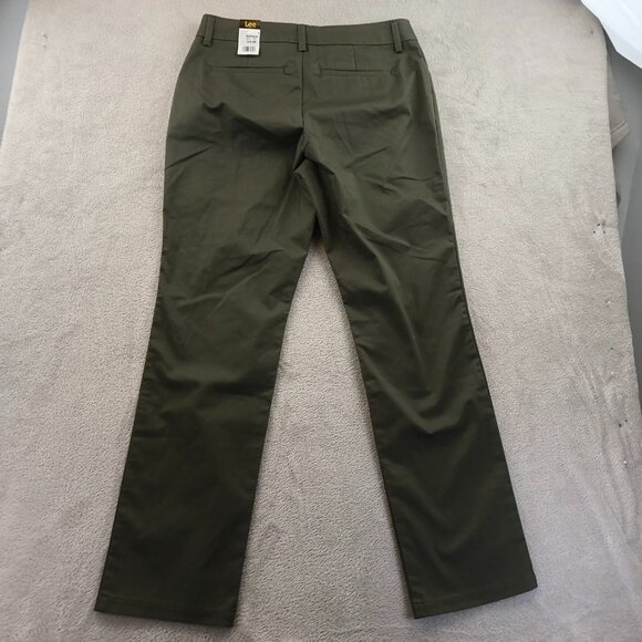 NWT Lee Womens Pants Size 8 Relaxed Fit Straight Leg Wrinkle-Free Mid Rise Green - Picture 8 of 8